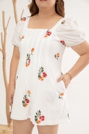 Front Panel Smock-back Romper (Bloom Embroidery)