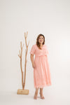 Embroidery Eyelet Duo Midi Dress (Rose Quartz)