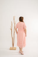 Embroidery Eyelet Duo Midi Dress (Rose Quartz)