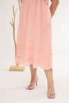Embroidery Eyelet Duo Midi Dress (Rose Quartz)