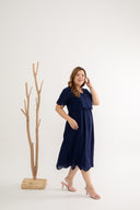 Embroidery Eyelet Duo Midi Dress (Twilight Blue)