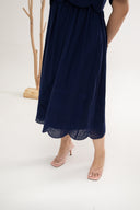 Embroidery Eyelet Duo Midi Dress (Twilight Blue)
