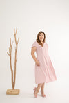 Contrast Buttons Skater Dress (Blushing Pink)
