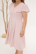Contrast Buttons Skater Dress (Blushing Pink)