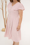 Contrast Buttons Skater Dress (Blushing Pink)