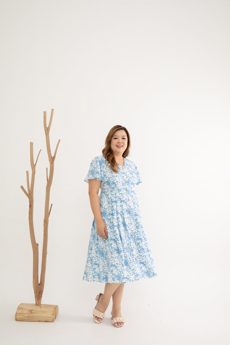 Empire Pleat Dress (Petal Blue Whispers)