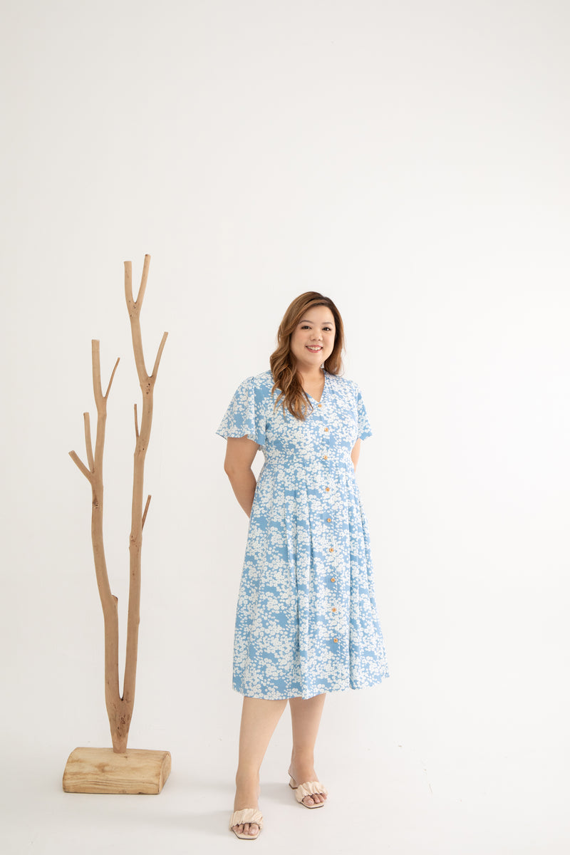 Empire Pleat Dress (Petal Blue Whispers)