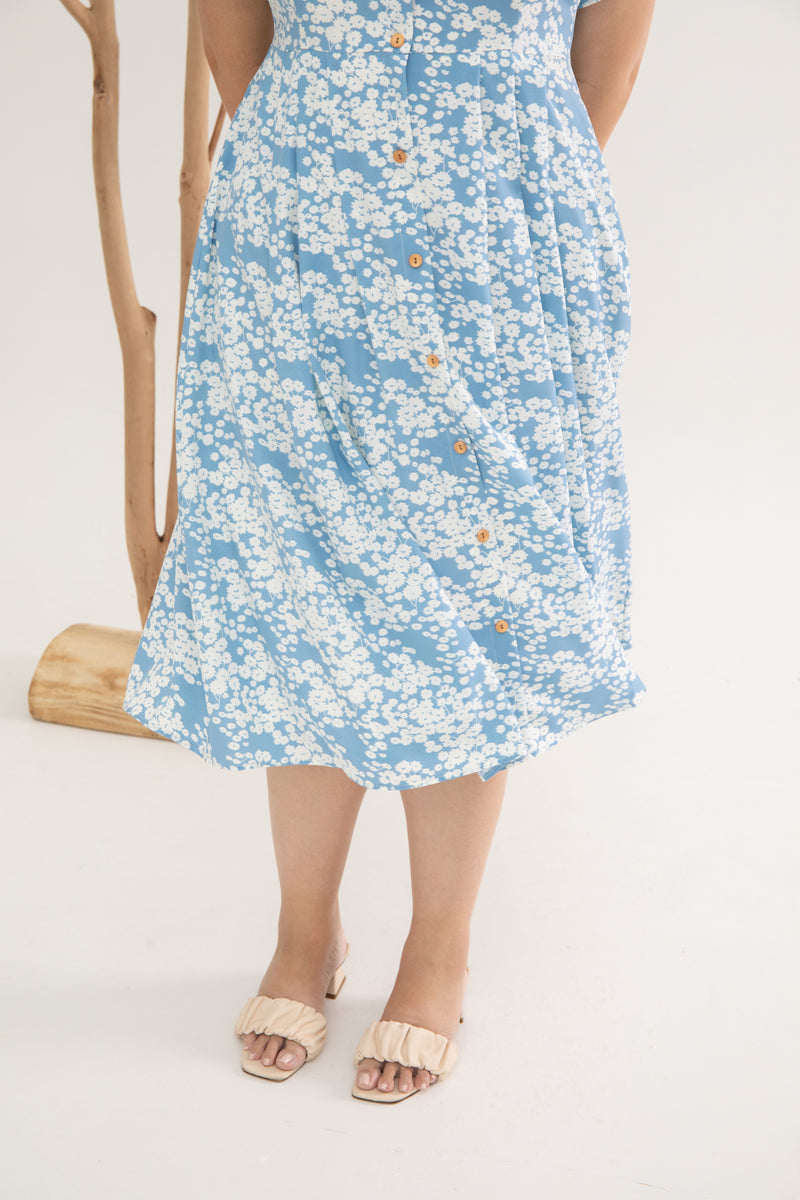 Empire Pleat Dress (Petal Blue Whispers)