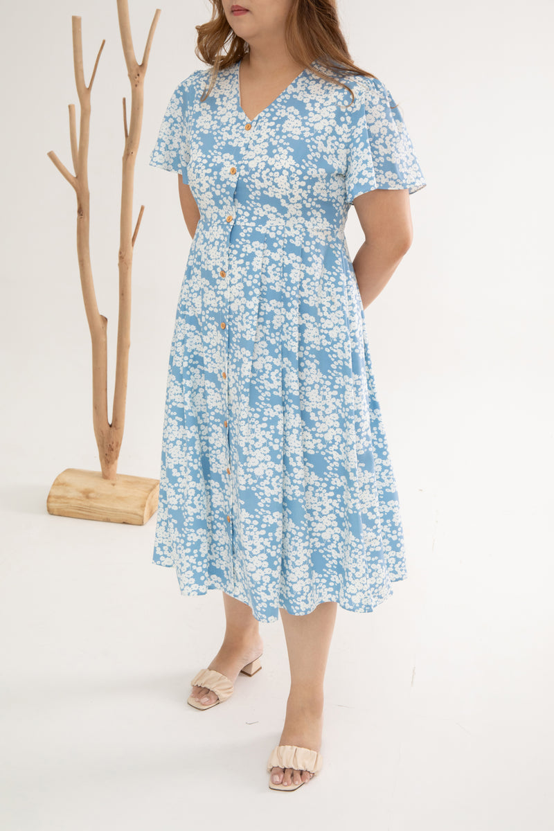 Empire Pleat Dress (Petal Blue Whispers)