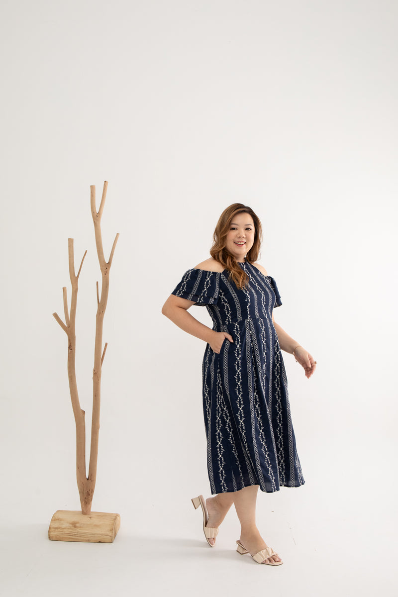 Colette Cold Shoulder Dress (Embroidery)