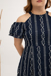 Colette Cold Shoulder Dress (Embroidery)