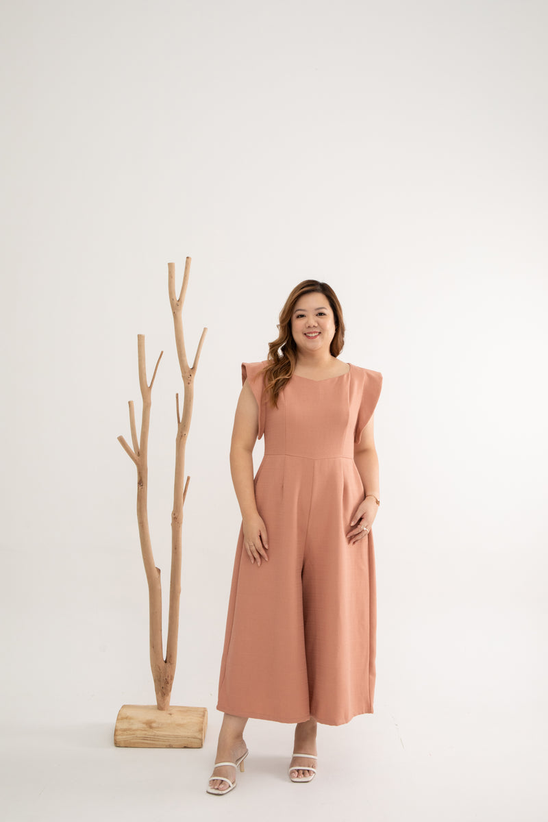 Tweed Midi Jumpsuit (Rose Pink)