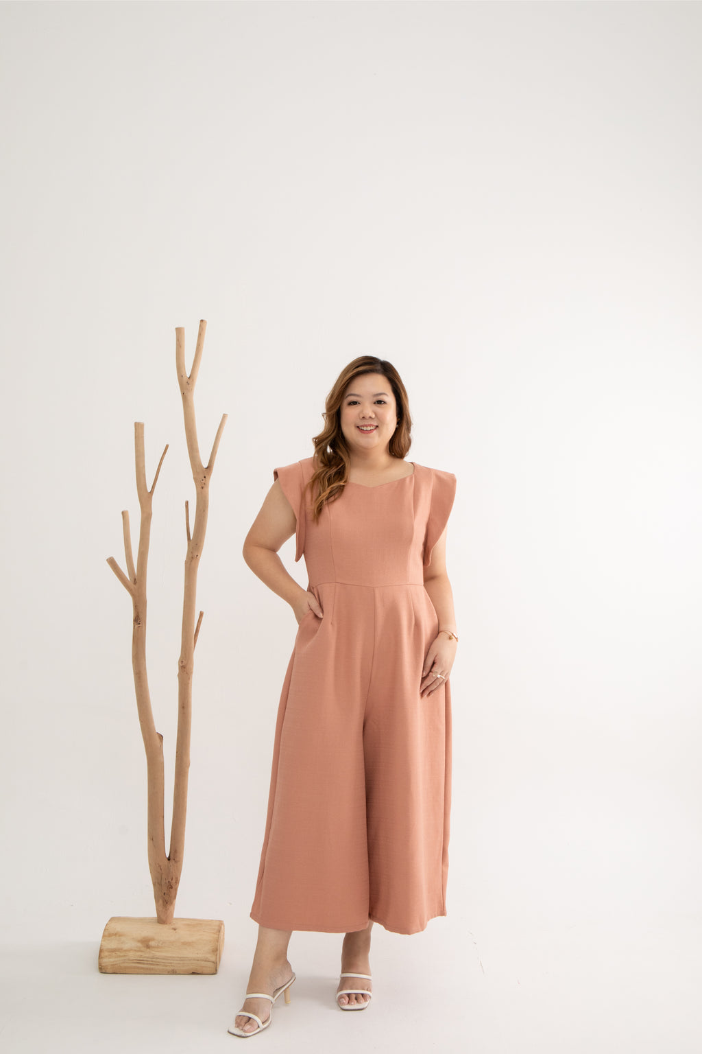 Tweed Midi Jumpsuit (Rose Pink)