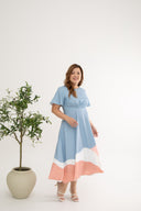 Gathered-waist Midi Dress (édition limitée print - Sunrise Sky)