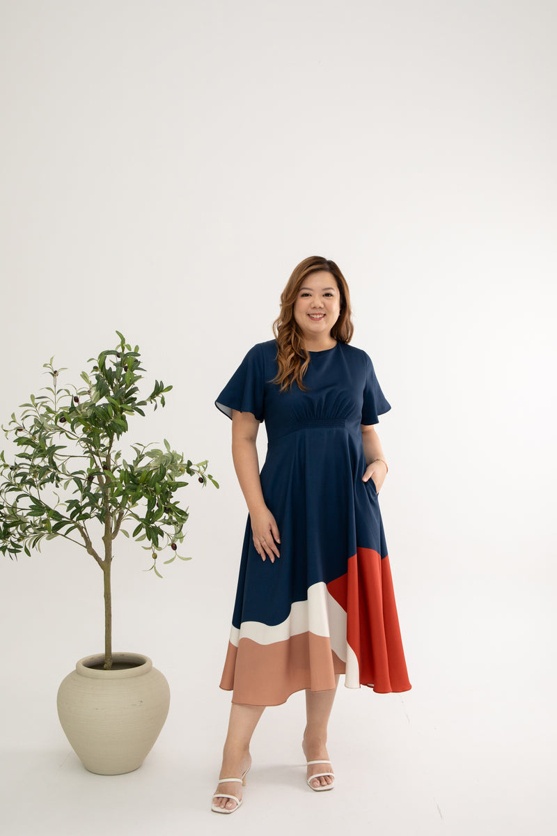 Gathered-waist Midi Dress (édition limitée print - Sunrise Radiance)