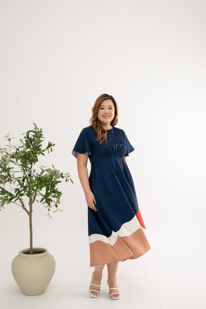 Gathered-waist Midi Dress (édition limitée print - Sunrise Radiance)