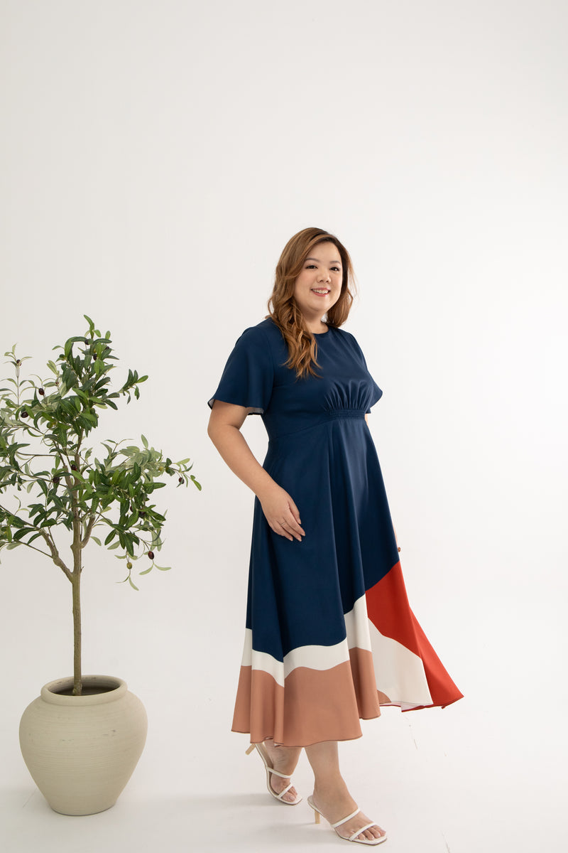 Gathered-waist Midi Dress (édition limitée print - Sunrise Radiance)