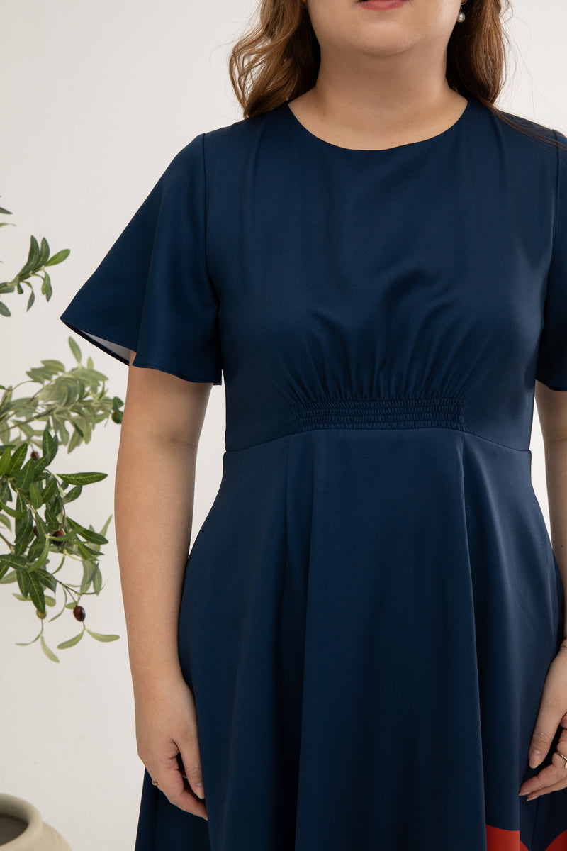 Gathered-waist Midi Dress (édition limitée print - Sunrise Radiance)
