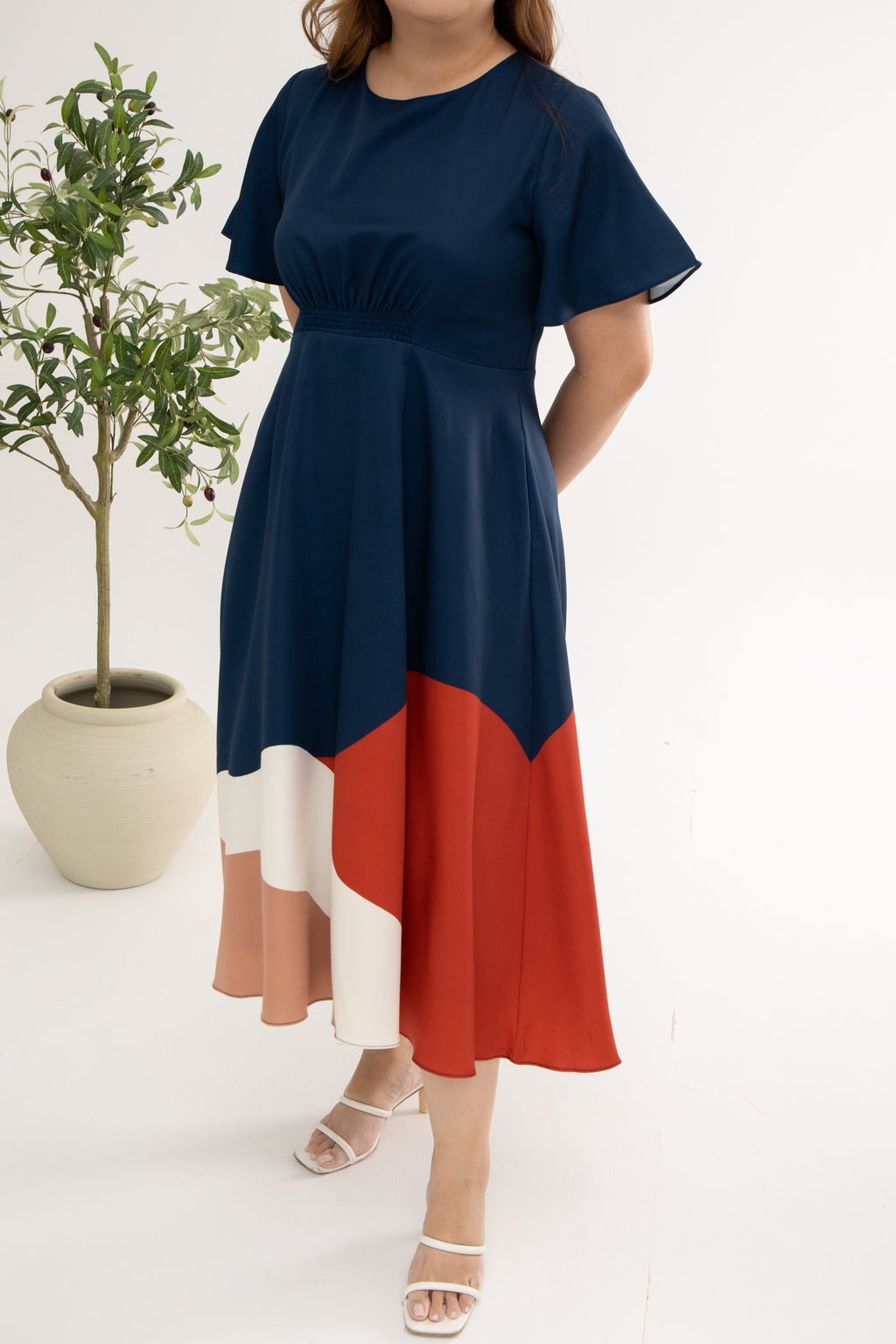 Gathered-waist Midi Dress (édition limitée print - Sunrise Radiance)
