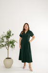 Front Zip Lapels Midi Jumpsuit (Forest Green)