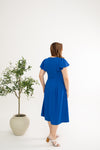 Contrast Buttons Skater Dress (Queen Blue)
