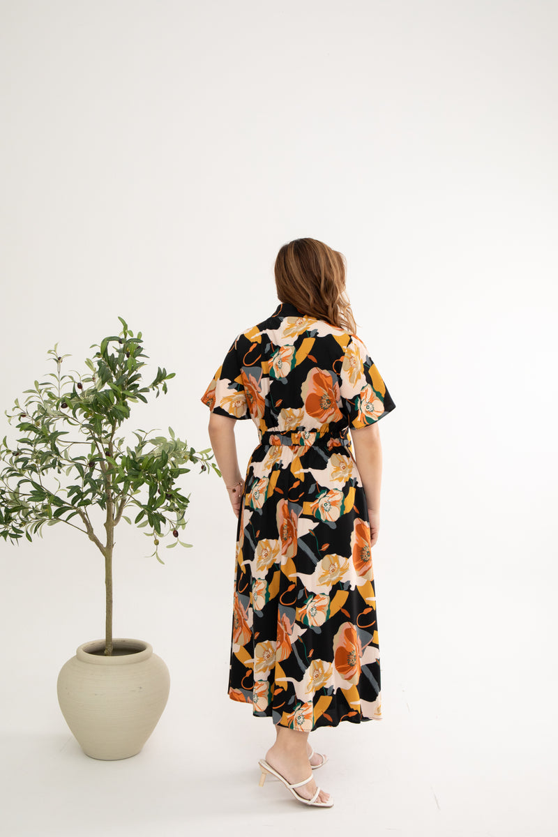 Tropical Breeze Maxi Dress (Black)