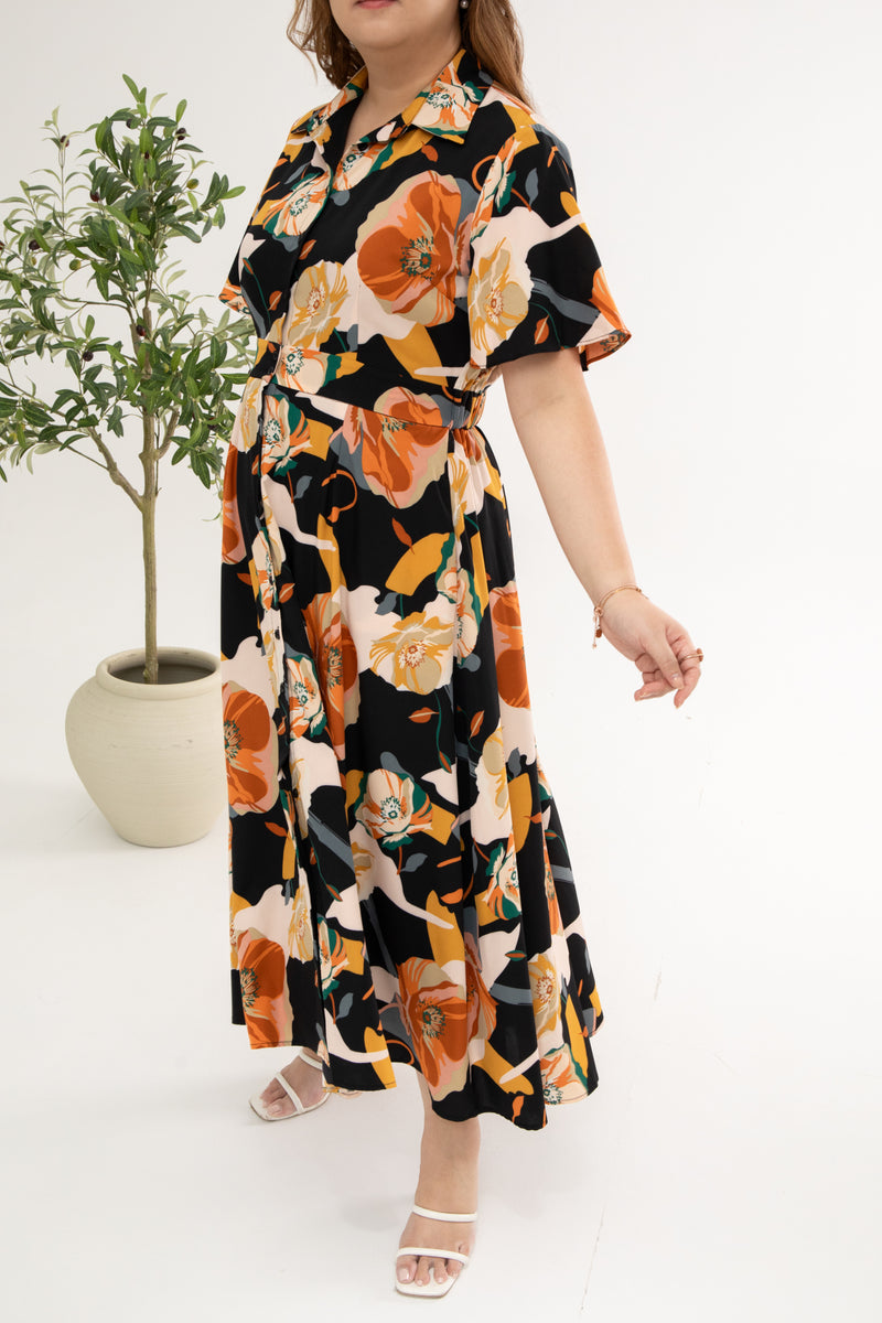 Tropical Breeze Maxi Dress (Black)