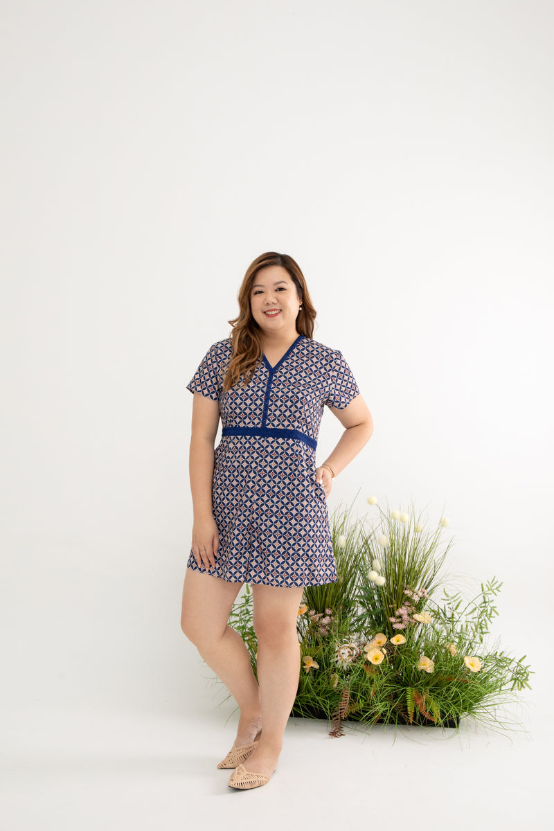 Eden Édition Limitée Romper (Navy Peranakan)