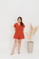 Embroidery Eyelet Romper (Tomato)