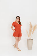 Embroidery Eyelet Romper (Tomato)