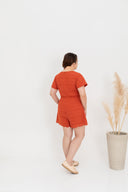 Embroidery Eyelet Romper (Tomato)