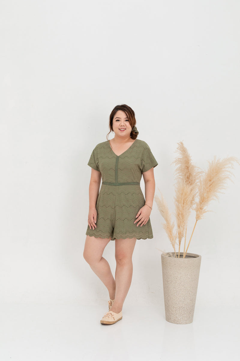 Crochet Romper (Olive)