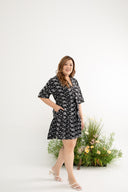 Kimono Drawstring Embroidery Dress (Midnight)