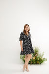 Kimono Drawstring Embroidery Dress (Midnight)