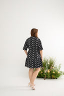 Kimono Drawstring Embroidery Dress (Midnight)