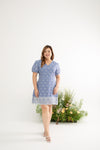 Embroidery Scallop Hem Dress-Romper (Sky)