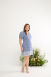 Embroidery Scallop Hem Dress-Romper (Sky)