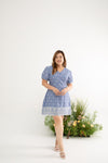 Embroidery Scallop Hem Dress-Romper (Sky)