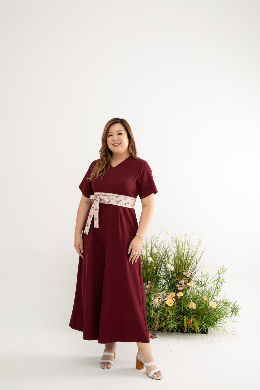 Édition Limitée Detachable Obi-Belt Jumpsuit (Pink Peranakan)