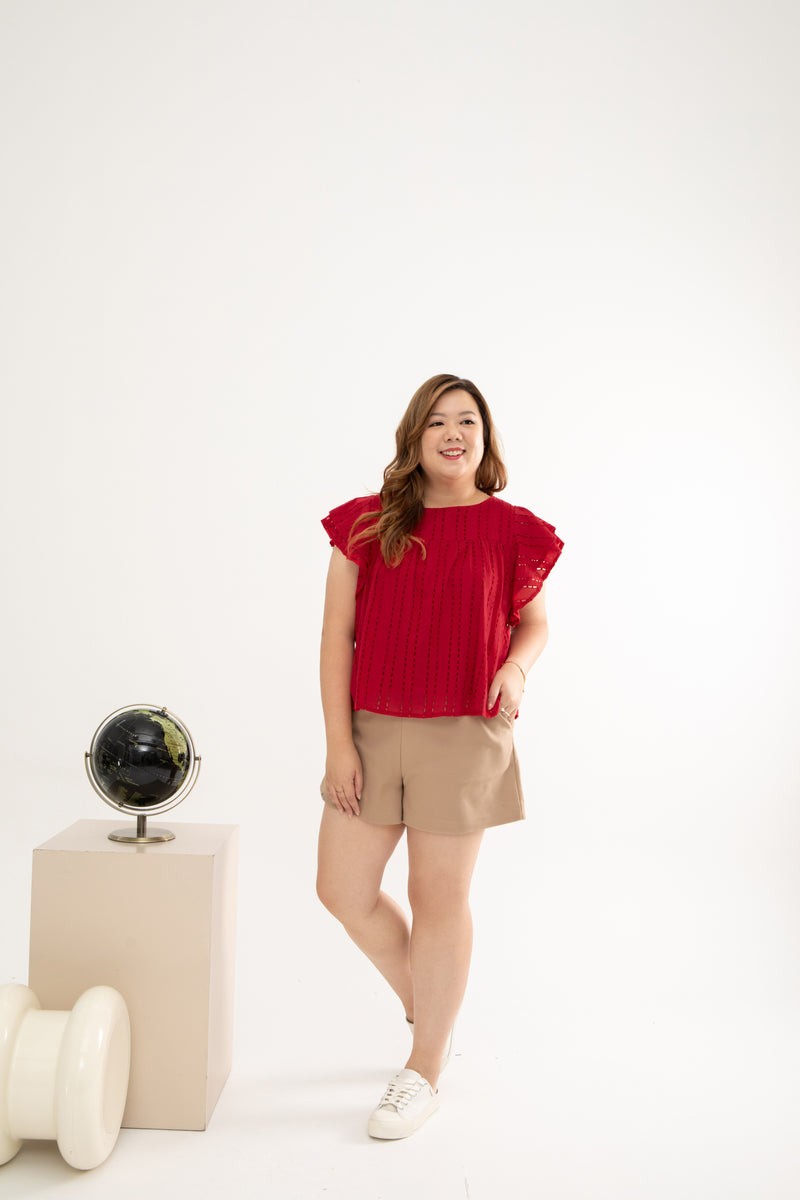 Embroidery Eyelet Top (Raspberry)