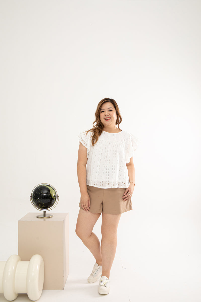Embroidery Eyelet Top (White)
