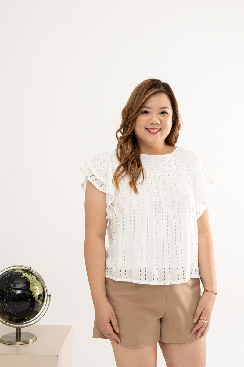 Embroidery Eyelet Top (White)