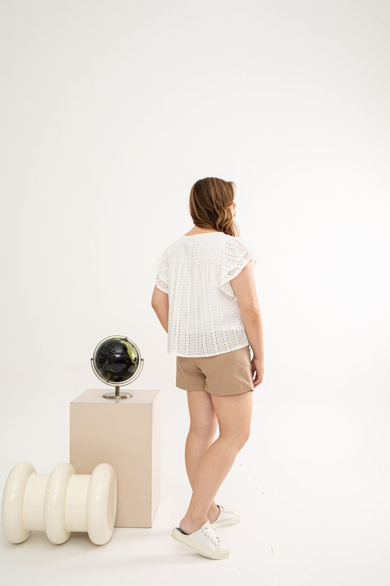 Embroidery Eyelet Top (White)