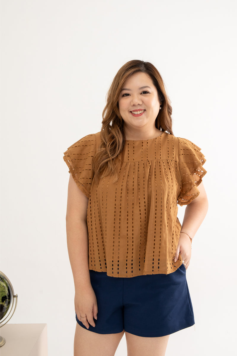 Embroidery Eyelet Top (Hazelnut)