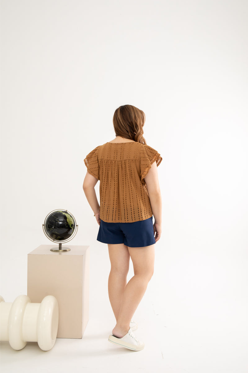 Embroidery Eyelet Top (Hazelnut)