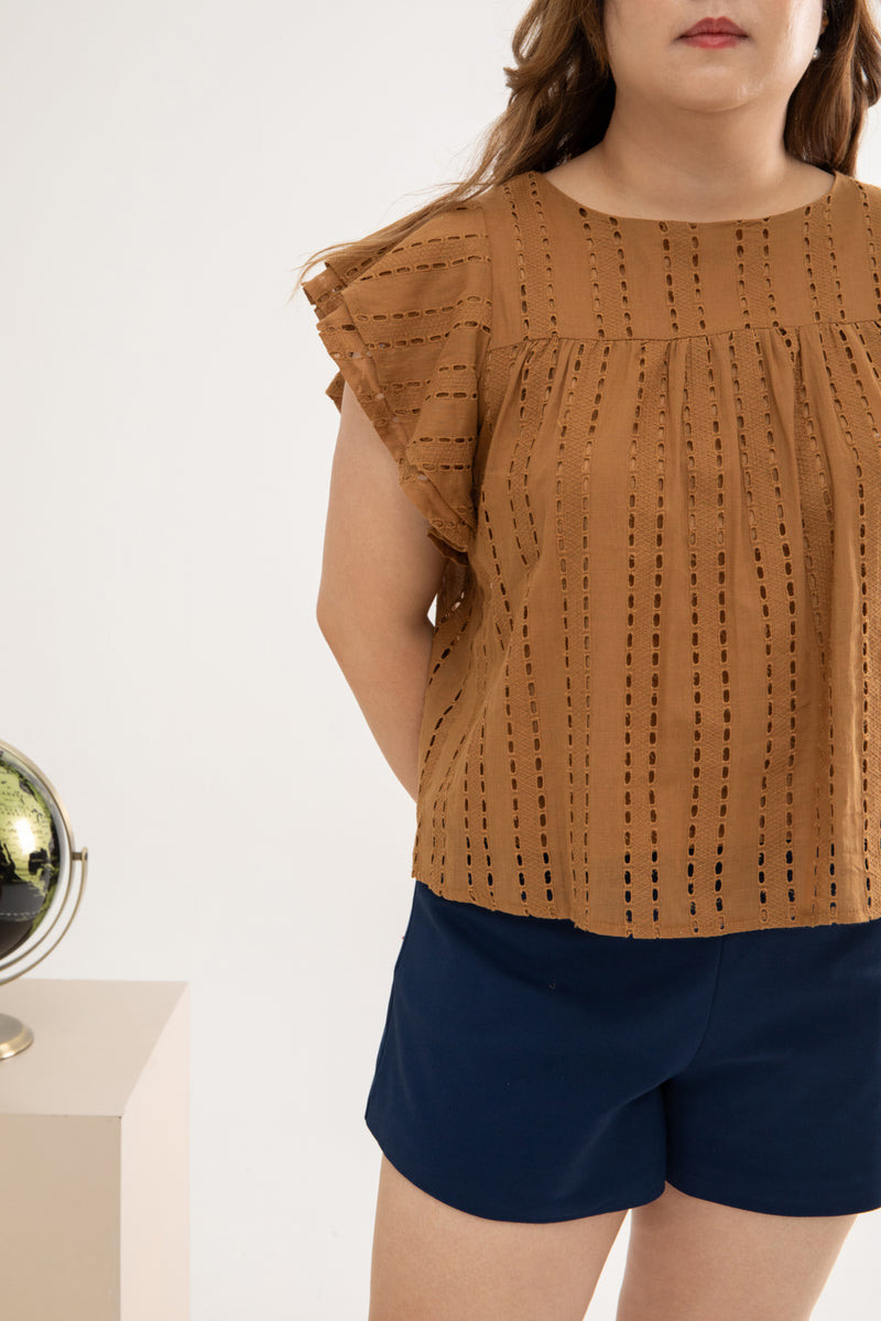 Embroidery Eyelet Top (Hazelnut)