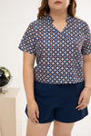 Mandarin Collar Top (Édition Limitée Navy Peranakan)