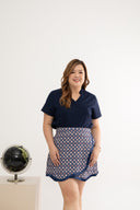 Mandarin Collar Top (Navy Blue)