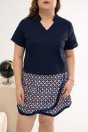Mandarin Collar Top (Navy Blue)