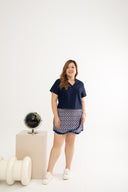 Mandarin Collar Top (Navy Blue)